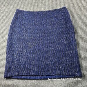 St. John Blue Black Textured Knit Pencil Skirt Size 6